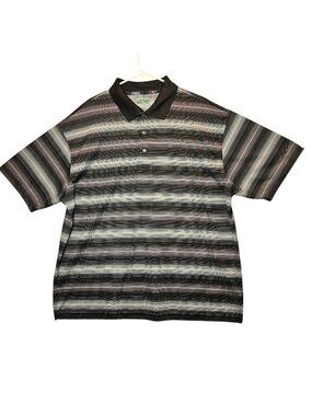 Ben Hogan Performance Polo Shirt 2XL Striped Short Sleeve Gray & Black Mens Top